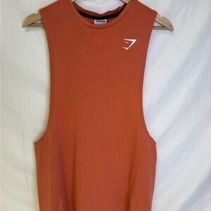 Gymshark Men's Sleeveless Tank Top Rust Orange with White Logo